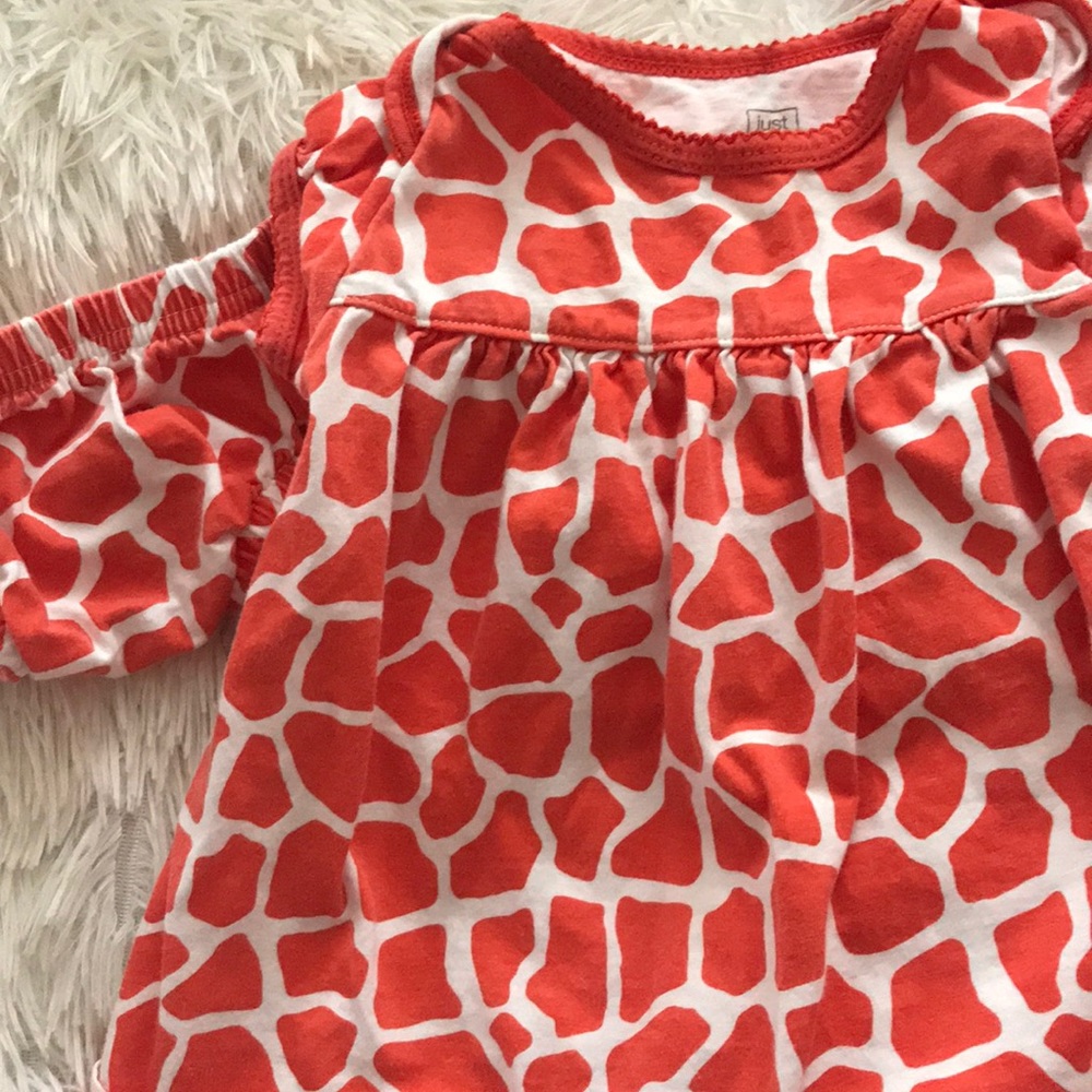 Orange giraffe print dress